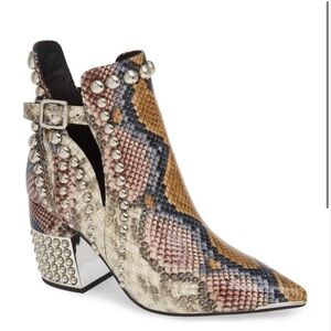 Jeffrey Campbell Rylan Snakeskin Booties with studs